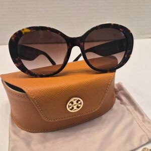 Tory Burch Tortiseshell Oval Sunglasses